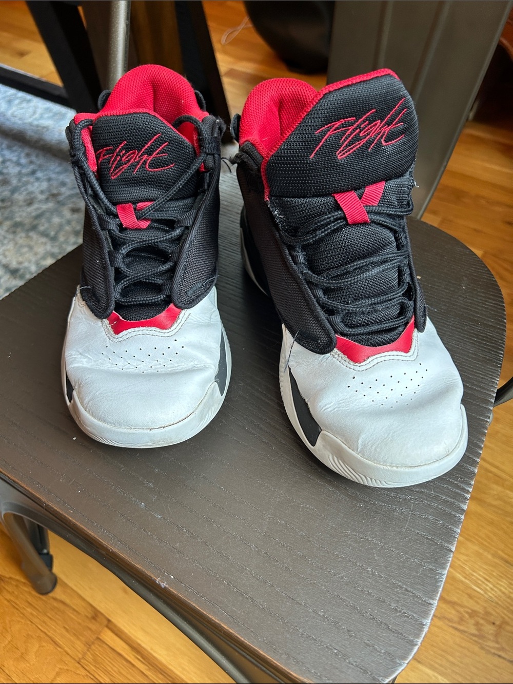 Jordan Kids Black, White and Red Sneakers